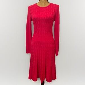 Eliza J Cable Knit Midi Sweater Dress Fit Flare Fuschia Pink Size Small